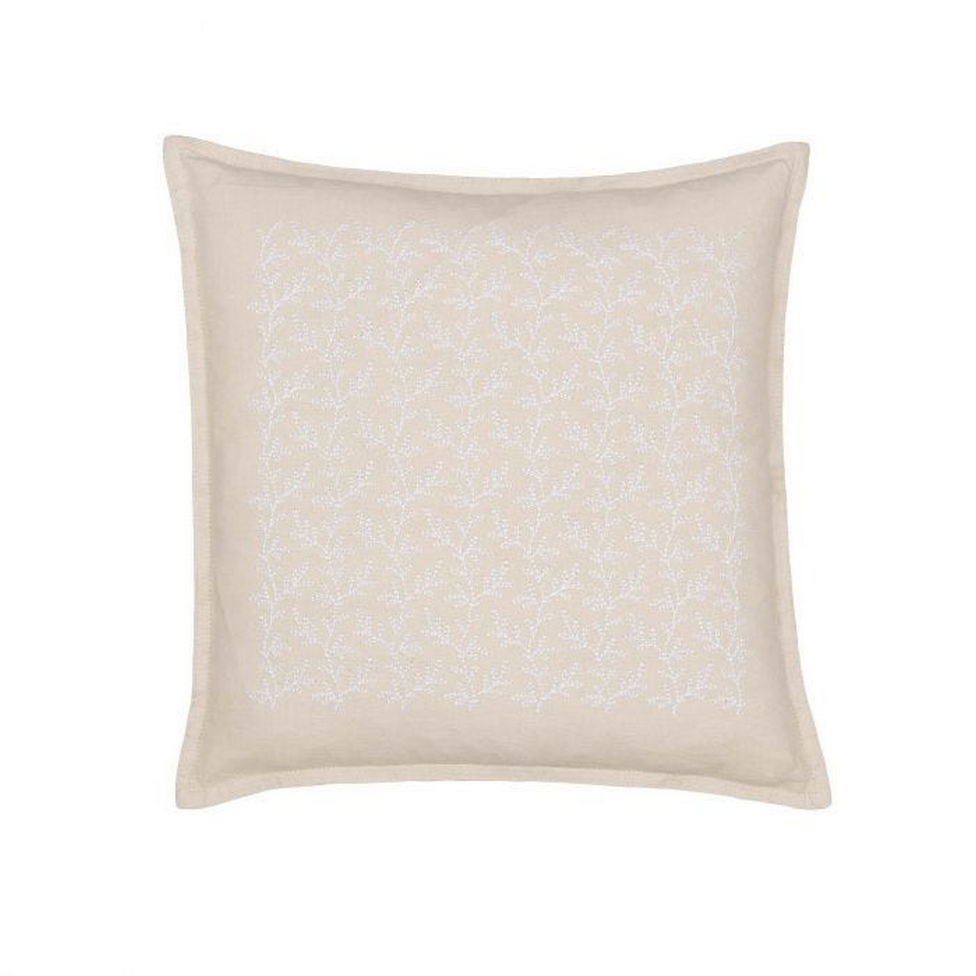 Thyme Embroidered Leaf Cushion By Murmur In Linen Beige